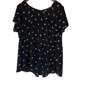 Torrid Georgette Hi-Low Blouse Tossed Bows Black 2 2X